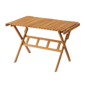 センターテーブル キャンプテーブル 約幅100cm L ブラウン 収納袋付 ロールトップハイテーブル 組立品 キャンプ ベランダ |b04