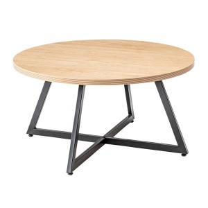 ローテーブル L 約幅75×奥行75×高さ40cm 円形 ナチュラル スチール ラウンドテーブル 組立品 リビング ダイニング |b04