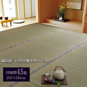 日本製 い草 上敷き/ラグマット (糸引織 団地間4.5畳 約255×255cm) 抗菌 防臭 調湿機能付き 湯沢 (リビング) |b04