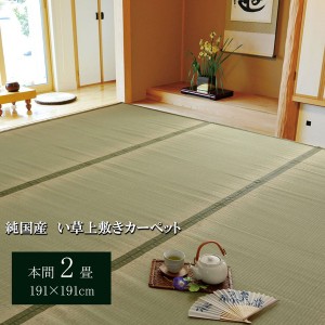 日本製 い草 上敷き/ラグマット (双目織 本間2畳 約191×191cm) 抗菌 防臭 調湿機能付き 草津 (リビング) |b04