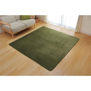 ラグマット/絨毯 (2畳 無地 グリーン 約185×185cm) 洗える 軽量 抗菌 防臭 ホットカーペット 通年使用可 (リビング) |b04