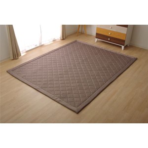 デニム調 ラグマット/絨毯 (3畳 ブラウン 約190×240cm) 洗える 防滑 ホットカーペット 通年使用可 ニットキルト (リビング) |b04