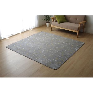 フランネル ラグマット/絨毯 (グレー 約185cm×185cm) 抗菌 防臭 洗える ホットカーペット対応 RUG |b04