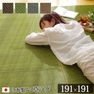 い草 ラグマット/絨毯 (約191×191cm グリーン) 日本製 抗菌 防臭 調湿 消臭 防滑機能 ウレタン (リビング) |b04