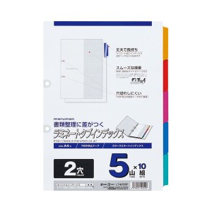 (まとめ) マルマン 2穴 ラミネートタブインデックス A4タテ 5色5山+扉紙 LT4205F 1パック(10組) (×5セット) |b04