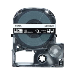 （まとめ） キングジム テプラ PRO テープカートリッジ ビビッド 18mm 黒／白文字 SD18K 1個 (×4セット) |b04