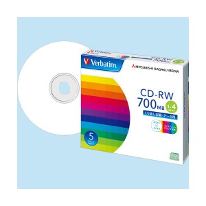 （まとめ）バーベイタム データ用CD-RW700MB 4倍速 ホワイトプリンタブル 5mmスリムケース SW80QP5V1 1パック(5枚) (×5セット) |b04