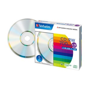 (訳あり・在庫処分) （まとめ）バーベイタム データ用CD-RW700MB 4-12倍速 ブランドシルバー 5mmスリムケース SW80EU5V1 1パック(5枚) (