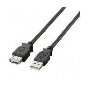 （まとめ）エレコム USB2.0延長ケーブル(A)オス-(A)メス ブラック 3.0m U2C-E30BK 1本(×5セット) |b04