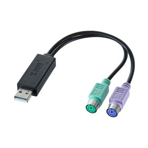 (まとめ) サンワサプライ USB-PS/2変換コンバータ USB(A)オス-ミニDIN6pinメス×2 USB-CVPS6 1本 (×3セット) |b04