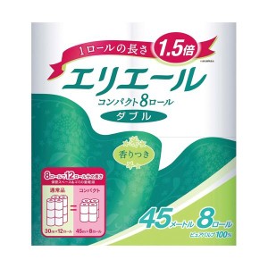 (まとめ) 大王製紙 エリエール トイレットティシュー コンパクト ダブル 芯あり 45m 香り付き 1パック(8ロール) (×20セット) |b04