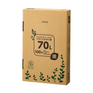 TANOSEE リサイクルポリ袋 黒70L BOXタイプ 1箱(100枚) |b04