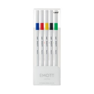 (まとめ）三菱鉛筆 水性サインペン EMOTT5色セット No.1 ビビッドカラー PEMSY5C.NO1 1パック(×10セット) |b04