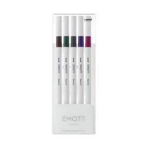 （まとめ）三菱鉛筆 水性サインペン EMOTT5色セット No.3 ビンテージカラー PEMSY5C.NO3 1パック(×3セット) |b04