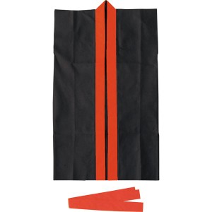 (まとめ)アーテック 不織布製はっぴ/法被 (Sサイズ) ロング丈 袖なし ハチマキ付き ブラック(黒) (×50セット) |b04