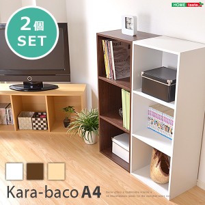 カラーボックス/収納棚 同色2個セット (3段 ブラウン) ロングタイプ/A4収納可 幅42×奥行き29×高さ105.3cm |b04