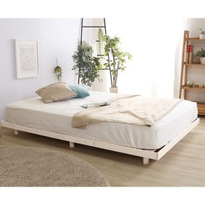 脚付き すのこベッド シングル 約幅98cm ブラウン 簡易宮セット 木製 高さ3段階調整 組立品 マットレス別売 |b04