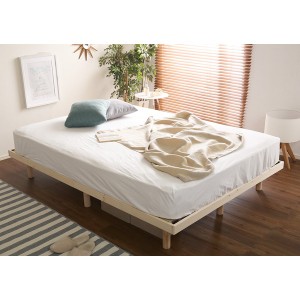 脚付き すのこベッド シングル 約幅98cm ホワイトウォッシュ 簡易宮セット 木製 高さ3段階調整 組立品 マットレス別売 |b04
