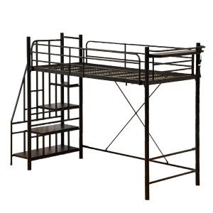 ロフト ベッド 約幅255cm シングル ブラック 階段付き ベッドフレーム 大人かわいいインテリア 組立品 ベッドルーム |b04