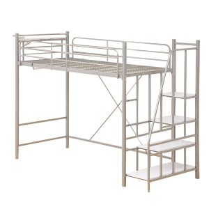 ロフト ベッド 約幅255cm シングル シルバー 階段付き ベッドフレーム 大人かわいいインテリア 組立品 ベッドルーム |b04
