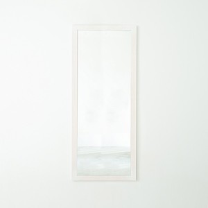 幅広枠ウォールミラー(54×130)(ホワイト/白) 天然木 姿見鏡 ワイド 高級感 木製 飛散防止加工 壁掛け 北欧風 ヴィンテージ 韓国インテリ