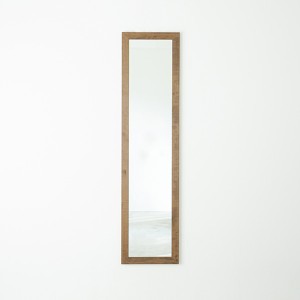 幅広枠ウォールミラー(40×161)(アンティークブラウン/茶) 天然木 姿見鏡 ワイド 高級感 木製 飛散防止加工 壁掛け 北欧風 ヴィンテージ 