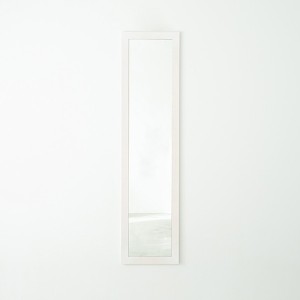 幅広枠ウォールミラー(40×161)(ホワイト/白) 天然木 姿見鏡 ワイド 高級感 木製 飛散防止加工 壁掛け 北欧風 ヴィンテージ 韓国インテリ