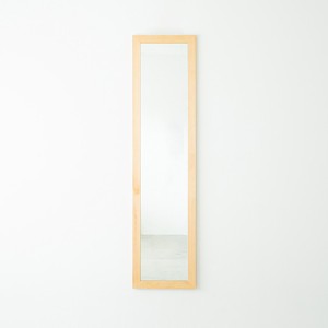幅広枠ウォールミラー(40×161)(ナチュラル) 天然木 姿見鏡 ワイド 高級感 木製 飛散防止加工 壁掛け 北欧風 ヴィンテージ 韓国インテリ