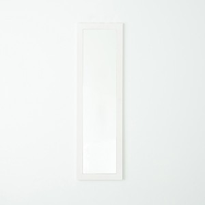 幅広枠ウォールミラー(50×161)(ホワイト/白) 天然木 姿見鏡 ワイド 高級感 木製 飛散防止加工 壁掛け 北欧風 ヴィンテージ 韓国インテリ
