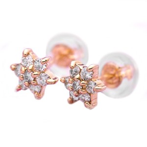 ダイヤモンド ピアス 0.2ct K18 イエローゴールド 0.2カラット 花 フラワーモチーフ ピアス 鑑別カード付き【メーカー直送】代引き・銀行