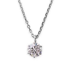 ダイヤモンドペンダント/ネックレス 一粒 K18 ホワイトゴールド  0.2ct ダイヤネックレス 6本爪 Hカラー I1クラス Good 中央宝石研究所ソ