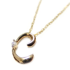 イニシャル ネックレス ダイヤモンド ネックレス 一粒 0.01ct K18 ゴールド 文字 C ダイヤネックレス ペンダント |b04