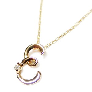 イニシャル ネックレス ダイヤモンド ネックレス 一粒 0.01ct K18 ゴールド 文字 E ダイヤネックレス ペンダント |b04