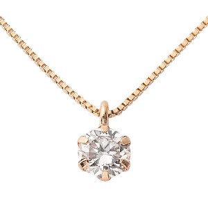 ダイヤモンド ネックレス 0.2ct K18ピンクゴールド 一粒 6本爪 シンプル ダイヤネックレス ペンダント 鑑別カード付き【メーカー直送】代