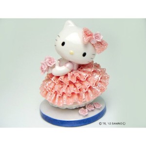 HeLLo Kitty ハローキティ レースドール/陶製人形 (ピンク) 磁器 高さ14×ベース径11cm 日本製 |b04