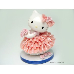 HeLLo Kitty ハローキティ レースドール/陶製人形 【ピンク】 磁器 高さ14×ベース径11cm 日本製【代引不可】【メーカー直送】代引き・銀