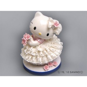 HeLLo Kitty ハローキティ レースドール/陶製人形 (ホワイト) 磁器 高さ14×ベース径11cm 日本製 |b04
