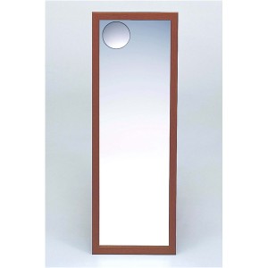 拡大鏡付きウォールミラー/全身姿見鏡 (壁掛け用) 壁掛けひも付き ブラウン 日本製 |b04