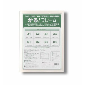 パネルフレーム/ポスター額縁 【B3/内寸：515×364mm ホワイト】 壁掛けひも付き 前面：UVカットPET 「かる!フレーム」【メーカー直送】