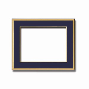 (和額)黒い縁に金色フレーム　日本画額　色紙額　木製フレーム　 黒金　色紙F8サイズ(455×380mm)　紺 |b04