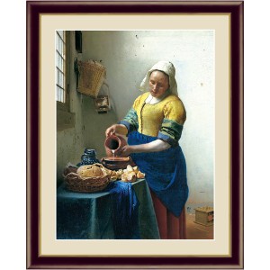 【フェルメールの代表作】謎多き画家 鮮やかな青色 ■ヨハネス・フェルメール（Johannes Vermeer）F4号 牛乳を注ぐ女【メーカー直送】代