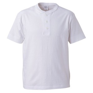 アウトフィットに最適ヘビーウェイト5.6オンスセミコーマヘンリーネック Tシャツ2枚セット ホワイト+ブラック S |b04