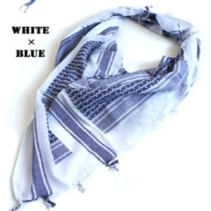 綿100%アラブスカーデッドストック ・ ホワイト×ブルー |b04