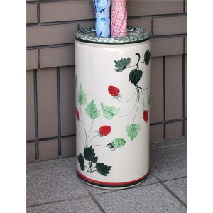 ハンドメイド陶器傘立てイチゴ柄 |b04
