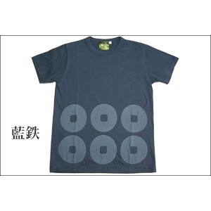 戦国武将Tシャツ (真田幸村 六連銭) Lサイズ 半袖 綿100% 日本製 藍鉄 (Uネック おもしろ) |b04