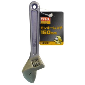 （まとめ）TRAD モンキーレンチ/作業工具 【150mm】 目盛付き TUM-150 〔業務用/DIY用品/日曜大工/スパナ〕 【×5セット】【メーカー直送