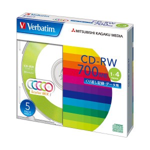 (まとめ) バーベイタム データ用CD-RW700MB 4倍速 5色カラーMIX 5mmスリムケース SW80QM5V1 1パック(5枚) (×10セット) |b04