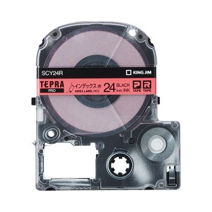 (まとめ) キングジム テプラ PROテープカートリッジ インデックスラベル 24mm 赤/黒文字 SCY24R 1個 (×10セット) |b04