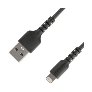 （まとめ）StarTech.com 高耐久性ライトニングケーブル 1m ブラック Apple MFi認証 Lightning - USB ケーブル RUSBLTMM1MB 1本 (×5セッ