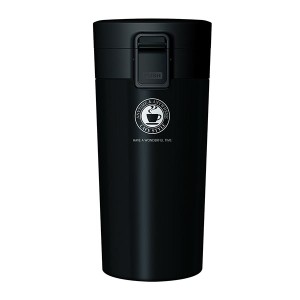 真空断熱 タンブラー/水筒 (ブラック) 370ml ステンレス ワンプッシュオープン ロック付き スリム仕様 『アスベル』 |b04